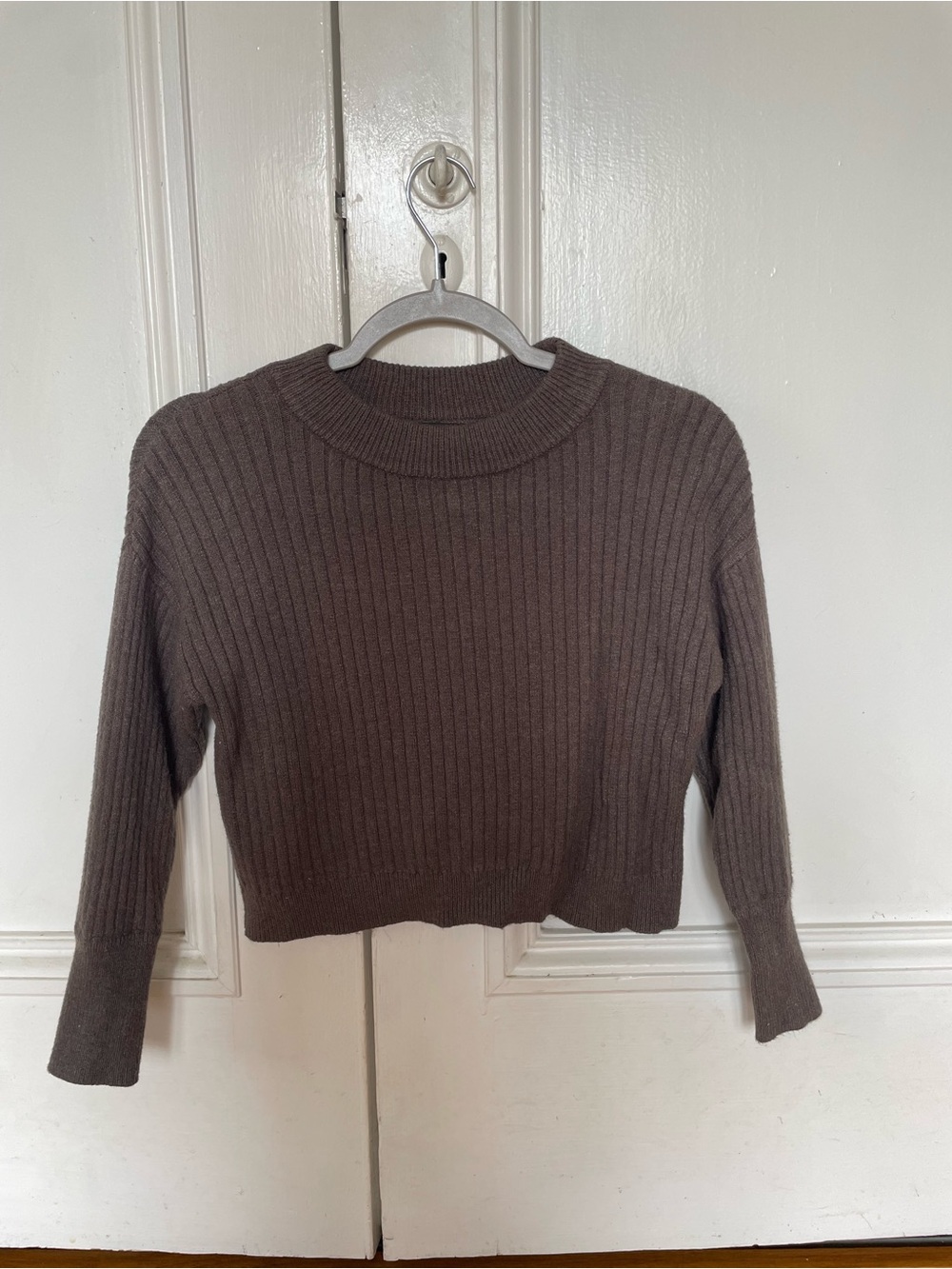 Ribbed Cropped Sweater in Brown XS/S